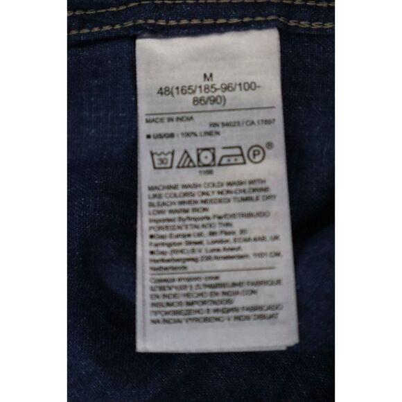 Banana Republic Men's Sz M Navy Blue Standard-Fit Button Down Linen Shirt $85 - Picture 12 of 15